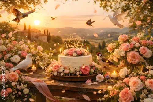 birthday cake with flowers