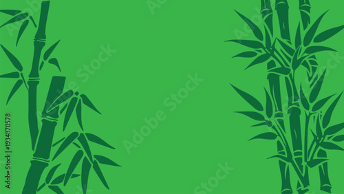 Green Bamboo Forest Silhouette on a Vibrant Green Background