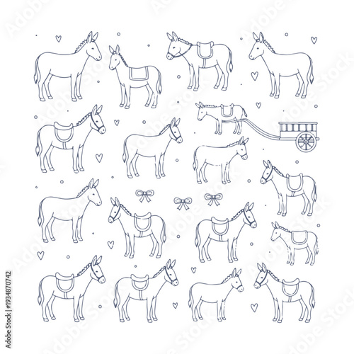 donkeys doodle set vector icon
Vector doodle set on a white background