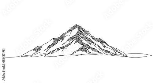 Clean line vector of a mountain peak isolated on a transparent background with unique outlines and gradients representing natural beauty and outdoor scenery