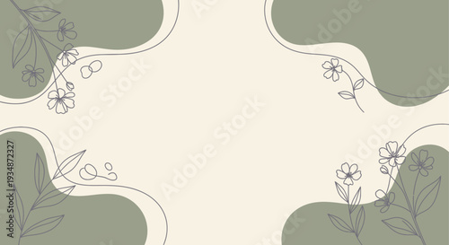 Soft floral background with flowing lines and subtle botanical elements in an earthy palette, perfect for natural designs