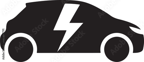 Electric car with lightning bolt symbol on side profile