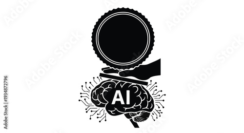 Artificial intelligence concept with brain and lightbulb, innovation and technology idea, futuristic thinking and machine learning symbol, neural network and automation