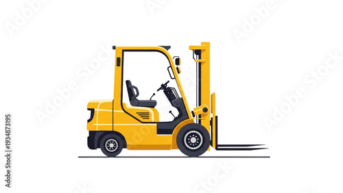 Stock forklift with fork extensions vector illustration for warehouse operations, material handling and industrial logistics