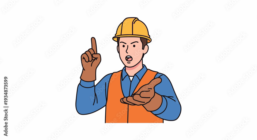 Obraz premium Construction Worker Wearing Hard Hat and Vest 2.