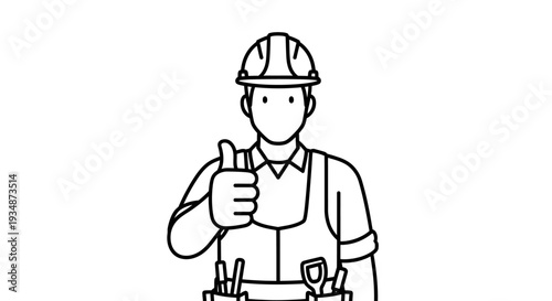 Construction Worker Giving Thumbs Up Gesture.