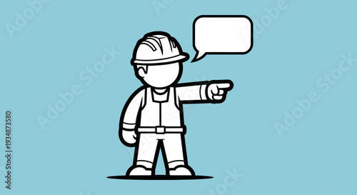 Construction Worker Pointing with Speech Bubble 2.