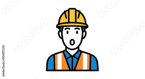 Construction Worker Wearing Hard Hat and Vest 1.
