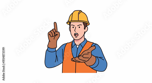 Construction Worker Wearing Hard Hat and Vest 2.