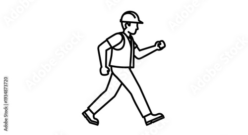 Man Running in Casual Outfit and Cap.
