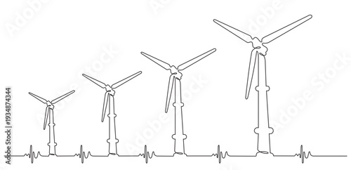 Continuous one line wind turbine energy Concept