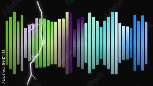 Dynamic Audio Equalizer Bars with Lightning Strike Animation Video
