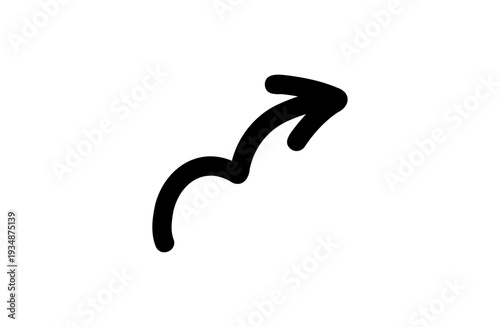 手書きペン風ステップ矢印イラスト 右上カーブ