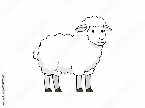 Fluffy sheep cartoon illustration isolated on white background