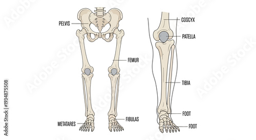 Human Leg Bones Anatomy Diagram Illustration.