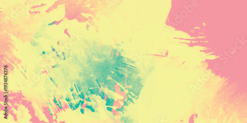 Abstract pastel paint strokes on yellow background