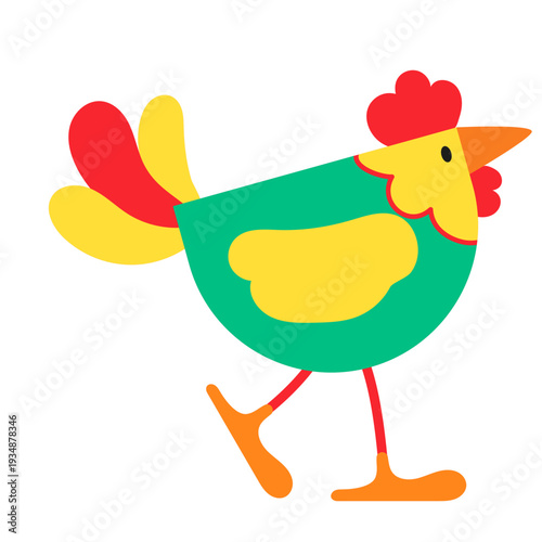 Colorful cartoon chicken