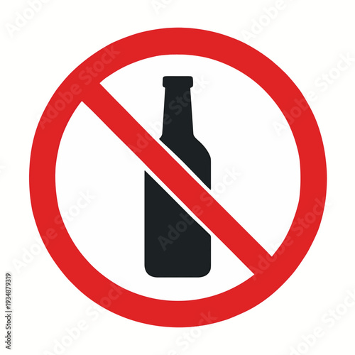 No alcohol allowed sign with red circle and beer bottle icon