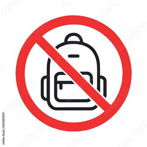 No backpacks allowed sign with red circle and line
