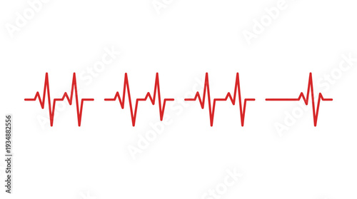 Electrocardiogram ECG waveforms vector set with heartbeat, medical, healthcare, diagnostics, cardiology, hospital, patient monitoring, emergency, wellness, treatment, pulse, cardiac rhythm, vector des