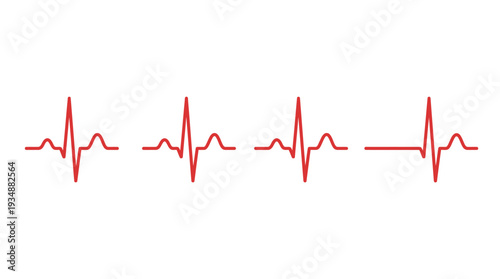 Electrocardiogram ECG waveforms vector set with heartbeat, medical, healthcare, diagnostics, cardiology, hospital, patient monitoring, emergency, wellness, treatment, pulse, cardiac rhythm, vector des