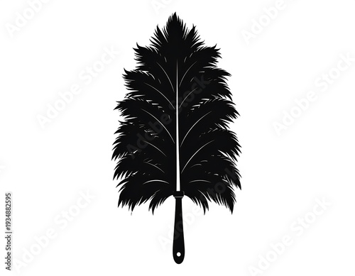 Silhouetted duster on a white background, featuring a handle with a hole