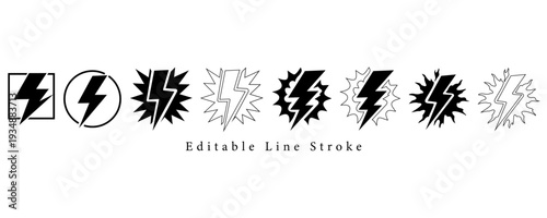 Premium Thunder and Lightning Bolt Vector Set – High-Resolution Icons for Electrical Engineering and Energy Supply Visuals