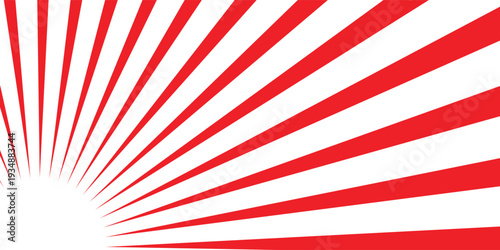 red Sunburst for the background. flag of japanese. The rising sun. vector.