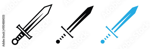 Sword Icon Set for Medieval Weapon Fantasy Gaming Knight and Battle Combat Concept. Vector Illustration.