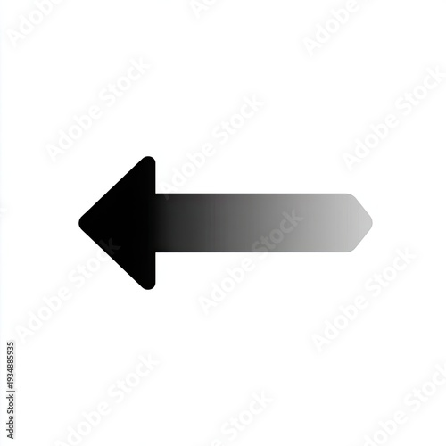 Black arrow pointing left, with gradient fade, on white background