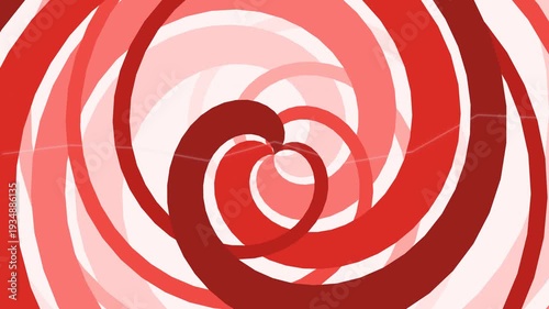 Hypnotic red and white spiral vector illustration with a circular swirl pattern and colorful abstract twirl design for a round target wallpaper backdrop