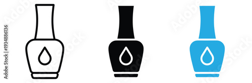 Nail Polish Bottle Icon for Manicure Beauty Salon and Cosmetic Product Branding Concept. Vector Illustration.