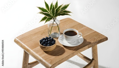 decore table peace with coffee isolated on white