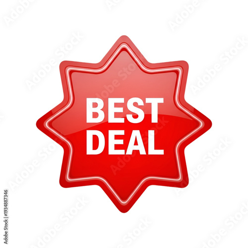 Eye-catching starburst banner highlighting an exceptional best deal offer isolated on transparent background, Vector