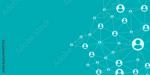 Business online communication and abstract social network connection concept. Global network connection. Business social network connection people on blue background. Global internet technology.