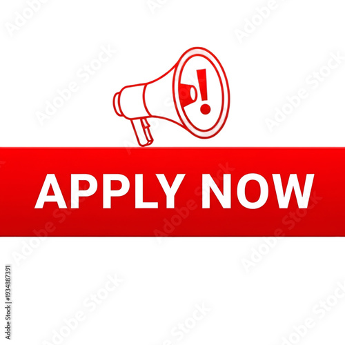 Eye-catching call-to-action button encouraging viewers to apply immediately isolated on transparent background, Vector