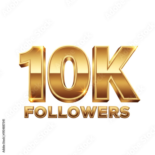Celebrating a milestone of reaching ten thousand followers online isolated on transparent background, Vector