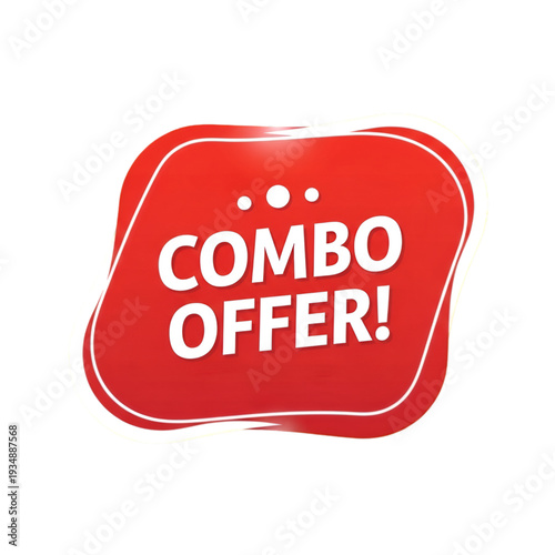 Exciting combo offer promotion with bold red banner and white text. isolated on transparent background, Vector