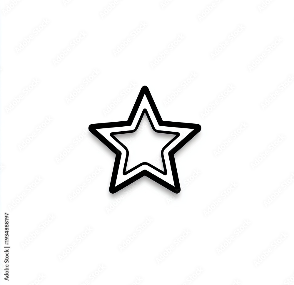 Obraz premium Simple star illustration with a double outline and subtle drop shadow, centered on white