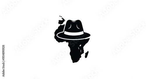 African Cybersecurity and Digital Intelligence Concept: Fedora Hat over Map of Africa
