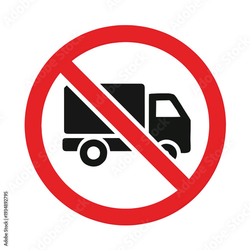 No trucks allowed sign with red circle and line