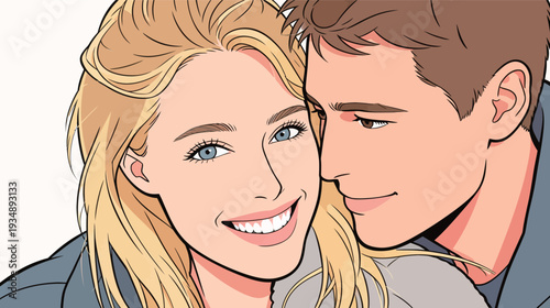 Two people share a close moment, smiling and enjoying each other's company in a relaxed atmosphere.