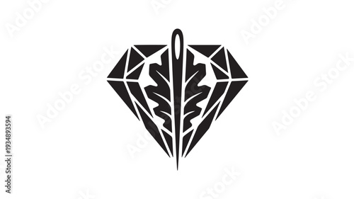 Black Diamond Shape with Needle and Leaf Symbol.