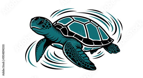 Playful Sea Turtle Illustration: A Vibrant Ocean Scene.