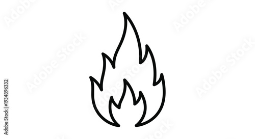 Simple black and white line drawing of a stylized flame or fire icon