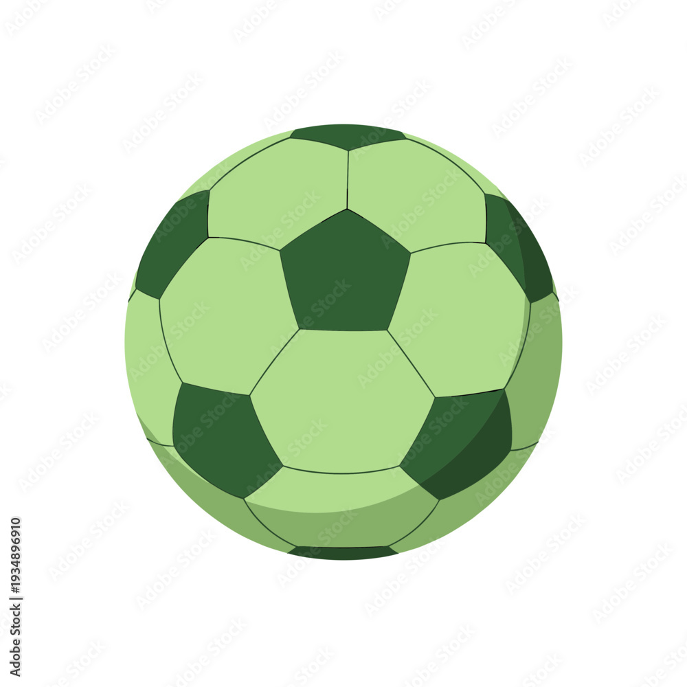 Fototapeta premium Realistic Soccer Ball with Green and Dark Green Pentagonal Pattern Segments Isolated on White Background for Sports Competition and Football Game Design