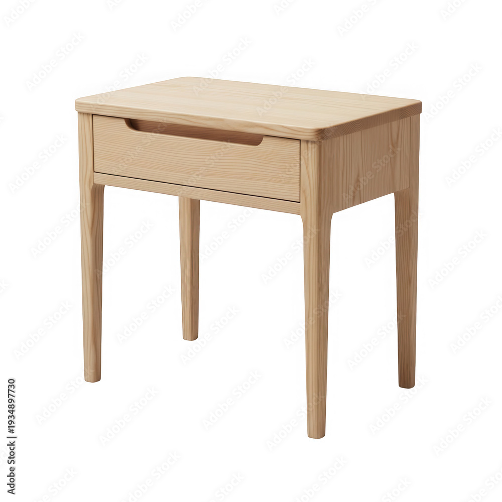 Fototapeta premium A small wooden table with a drawer isolated on transparent background