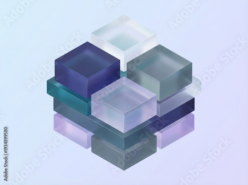 Stacked Translucent Blocks Representing Modular Business Strategy