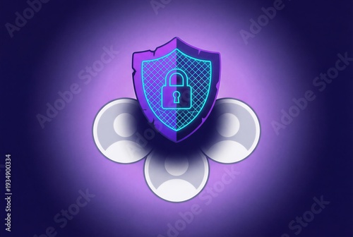 Data Privacy Shield Over Personal User Icons Illustration