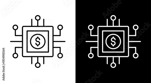 Fintech White Icon Set Design